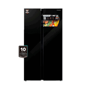 Refrigeradora Side by Side Pawer 525 Litros Puertas de Vidrio Templado Negro