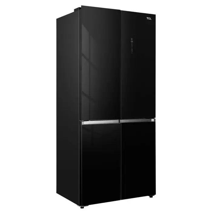 Refrigeradora Side by Side Tcl 428 Litros Cuatro Puertas de Vidrio Templado Negro