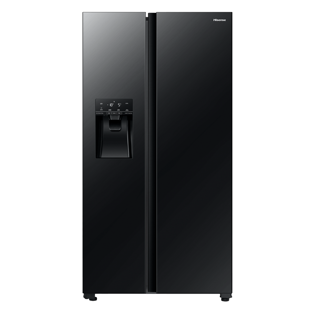 Refrigeradora Side by Side Hisense 624 Litros Puertas de Vidrio Templado Negro con Dispensador de Agua y Hielo