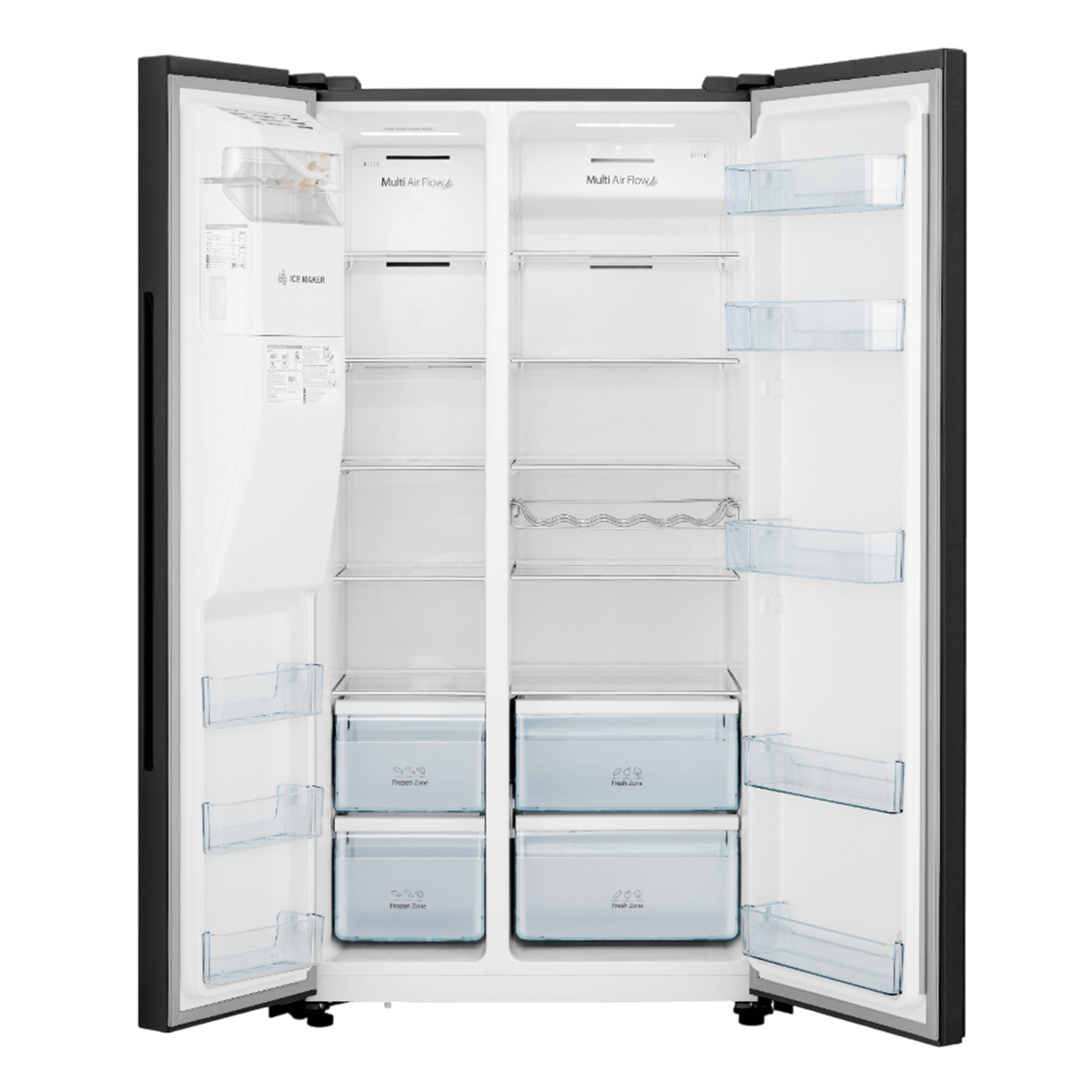 Refrigeradora Side by Side Hisense 624 Litros Puertas de Vidrio Templado Negro con Dispensador de Agua y Hielo - Imagen 2